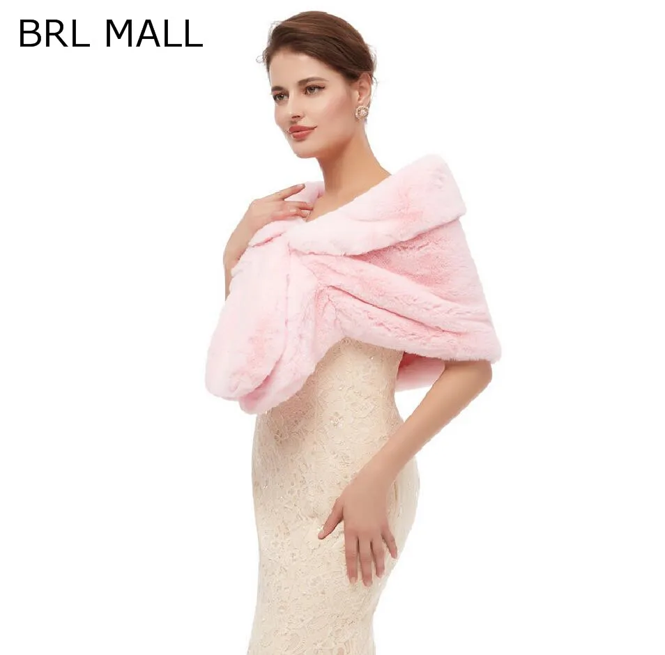 pj19175 BRL MALL 155*45 см размера плюс розовый черный женская меховая Наплечная накидка Свадебные Шали накидка искусственный мех свадебное пальто Шраг Болеро PJ19170 - Цвет: pj19175