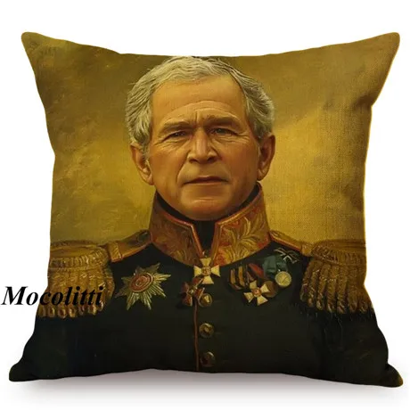 Military Generals Oil Painting Art Decorative Throw Pillow Case Celebrity Star General Costume Design Bedroom Sofa Cushion Cover K177-3