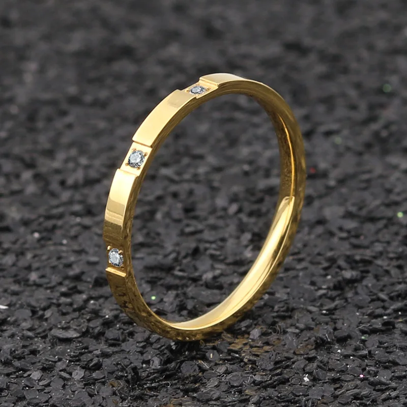 KNOCK высокое качество лаконичный Циркон Свадебные нержавеющая сталь Материал розовое золото сталь цвет кольцо никогда не выцветает ювелирные изделия - Цвет основного камня: G2