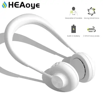 

USB Portable Fan Hands Free Neck Fan Hanging Rechargeable Mini Sports Fans Personal Mini 3 Speed Adjustable For Home Office