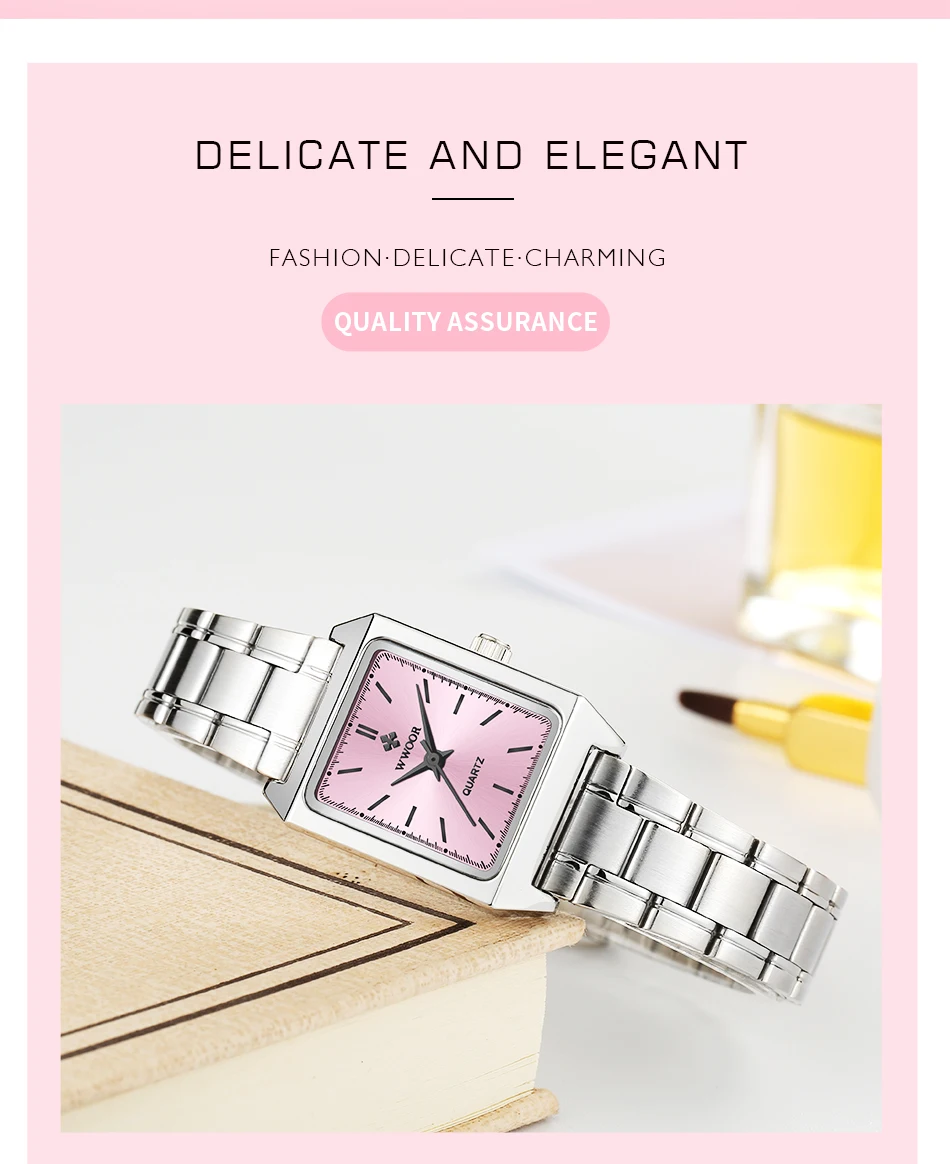 WWOOR Casual Square Women Watches Ultra Thin Small Female Quartz Watch Full Stainless Steel Ladies Wrist Waches Relogio Feminino