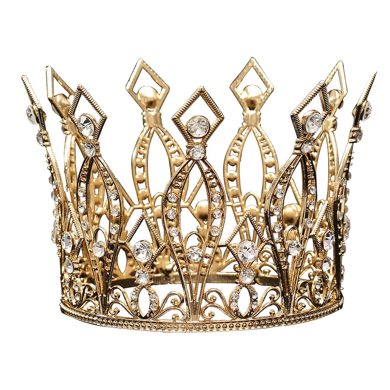 Metal Crown Princess Topper Crystal Pearl Tiara Children Hair Ornaments for Wedding Birthday Party Cake Decorating Tools