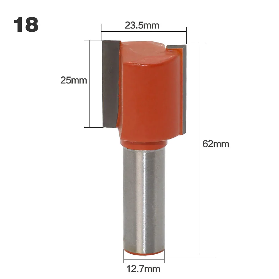1 шт. 12 мм хвостовик фрезы по дереву фрезы прямой концевой фрезы триммер очистка заподлицо угловая круглая бухта коробка биты инструменты - Длина режущей кромки: 18