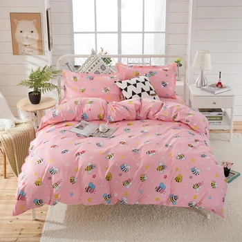 

Dreamort Pastoral style 3or4Pcs Bedding Set Twin Full Queen King size Bed sheet+Duvet cover+Pillowcase+Kids Single Bed