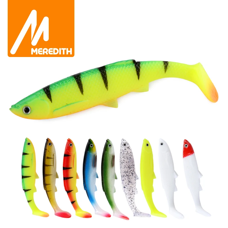 Hot Seller Soft-Lures Paddle Artificial-Bait T-Tail MEREDITH Pike Plastic 120mm 3d Eyes Tail-14.5g-4pcs ABN6r1B5