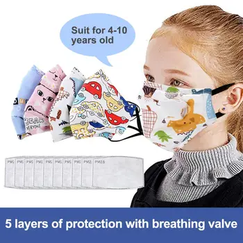 

PM2.5Anti-pollution Mask Boys and Girls Cotton Child Breathing Valve Mask Children Mask Filter Mask +10 Layer Filter