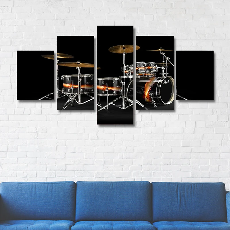 5 Pieces of Modern Musical Instrument Drum Sets HD Art Prints Living Room Wall Pictures Home Decoration Posters Without Frames