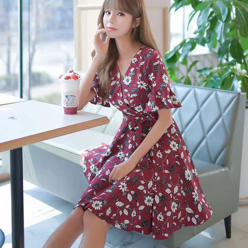 

Name: 2017 Dongdaemun Summer Wear Women's New Style Flounced Sleeves V-neck Floral Dress Women's Korean-style Income