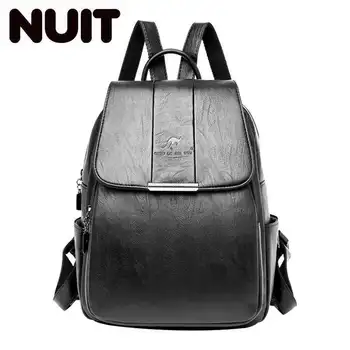 

Simple Style Women Leather Backpack For Teenage Girls Casual Large School Backpack Preppy Style Travel Bagpack Sac A Dos Femme
