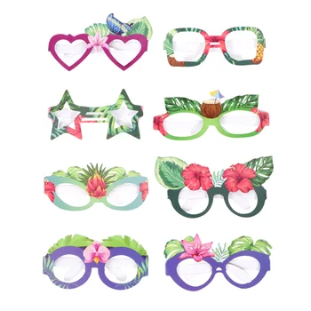 

8PCs Birthday Party Glasses Decor Funny Paper Glasses Creative Sunglasses Decorative Props Hawaii Party Favors