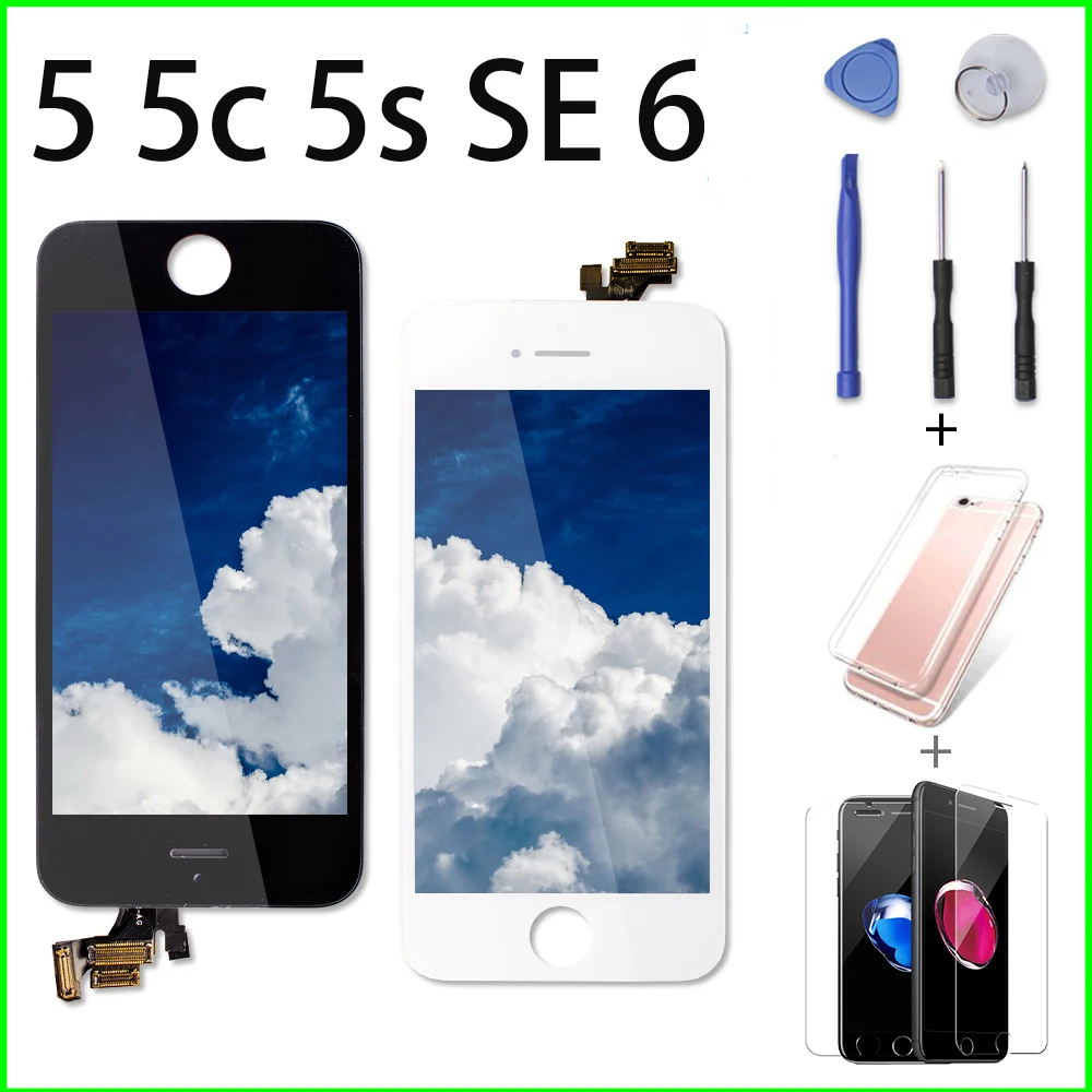 Pantalla черный/белый жк дисплей для iPhone 5 5C 5S SE замена сенсорный экран 6 без битых