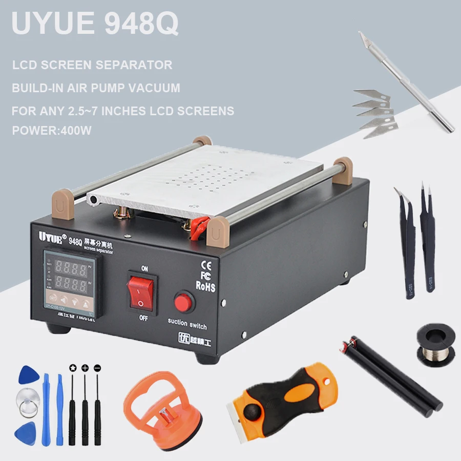 UYUE 948Q встроенный насос вакуумное стекло ЖК-экран сенсорный экран Сепаратор машина Макс 7 дюймов мобильный телефон разбирать ремонтный инструмент
