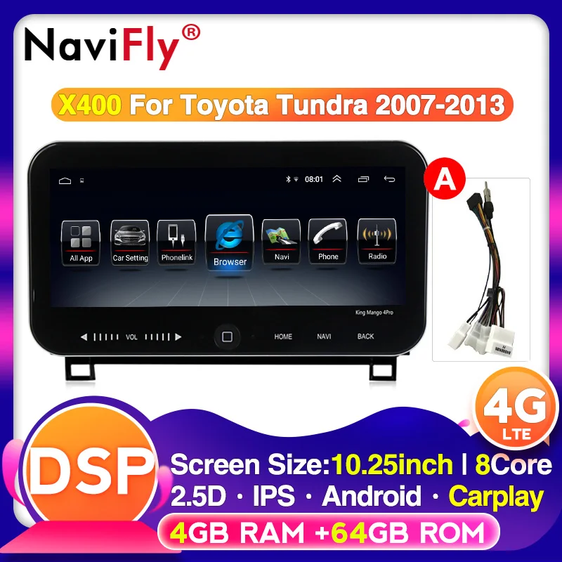 NaviFly автомобильное радио для Toyota Tundra 2007 2013 Android DSP 8 ядер IPS Мультимедиа Видео плеер