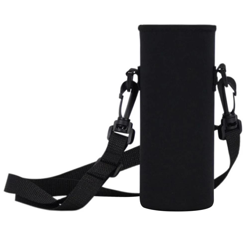 Anti-scald Hands Free Carrier Outdoor Crossbody Practical Protective Water Bottle Cover Universal Portable Adjustable Strap - Цвет: Black S