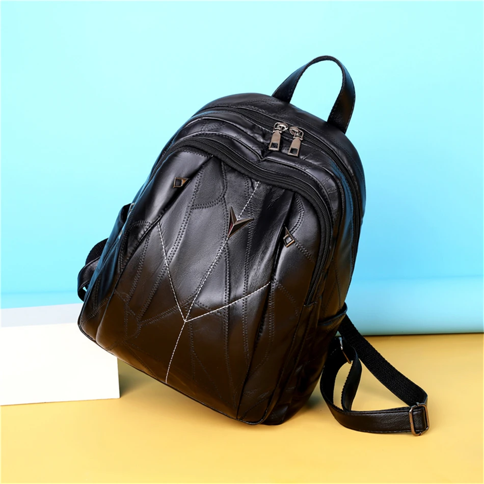 Женский рюкзак из мягкой натуральной овечьей кожи школьный для девочек