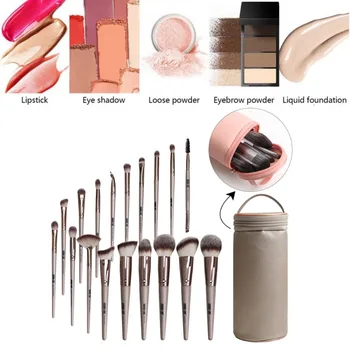 

2020 New 18 Pcs Beauty Makeup Brushes Eye Shadow Blending Eyeliner Eyelash Eyebrow Brushes Foundation Lips Brush With Bucket