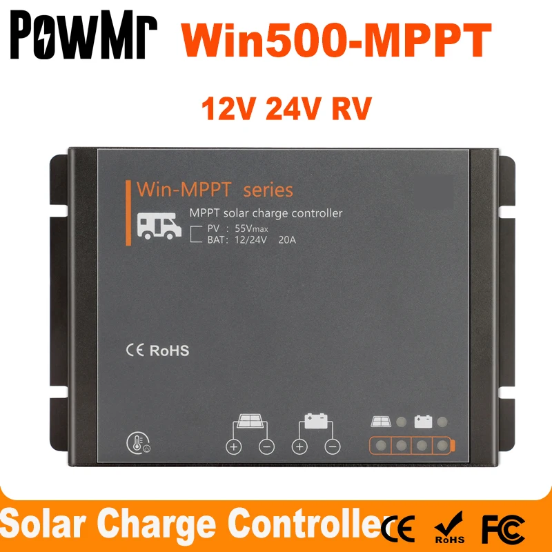 

20A RV MPPT Solar Charge Controller 12V 24V Auto Solar Panel Regulator For Lithium Battery Motor Homes For Bluetooth-Compatible