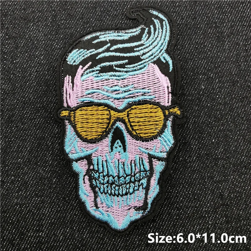 Schädel Herz Patches Für Kleidung USA Anime Nähen Abzeichen Geist Poker Applique Aufkleber Punk Hippie Bestickt Patch auf Kleidung – Detail 17