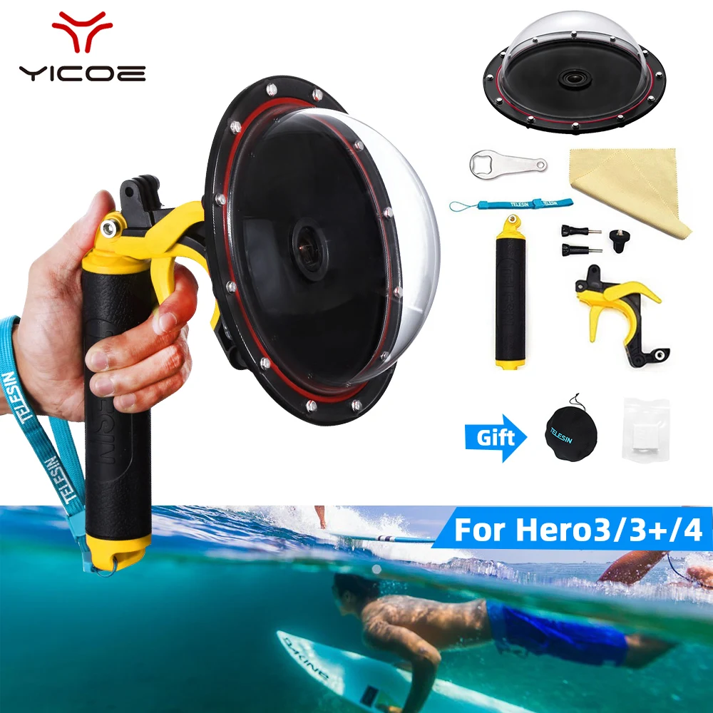 Купольный порт Go Pro для GoPro Hero 4 3 + подводный водонепроницаемый чехол с плавающей