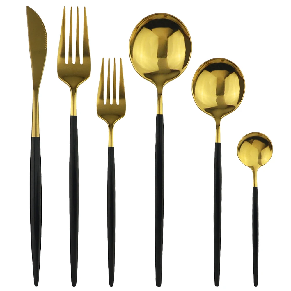 

4set Gold 18/10 Stainless Steel Cutlery Set Tableware Set Flatware Set Utensils Knife Fork Spoon Dinner set Home Accessories 304