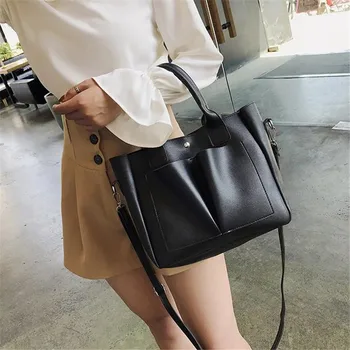 

Large Capacity Women Shoulder Bag PU Laptop Bag Simple Handbags Famous Brands Casual Big Tote Vintage Ladies Crossbody Bag 20#