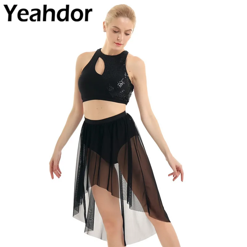 Женский костюм для танца живота из 2 предметов асимметричный Блестящий