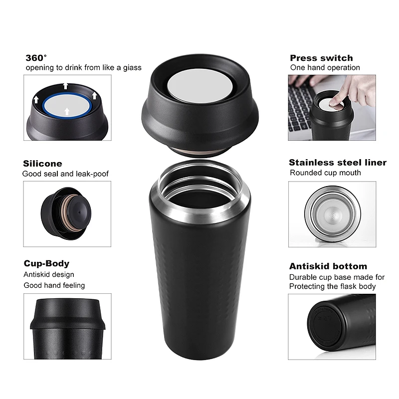 ABUI-350ml чашка герметичные вакуумные термосы бутылка Изолированная Кофейная кружка для автомобиля офиса портативная Термокружка для воды