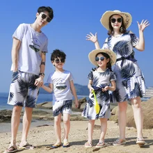 Летние одинаковые комплекты для семьи; Одежда мамы и дочки пляжные