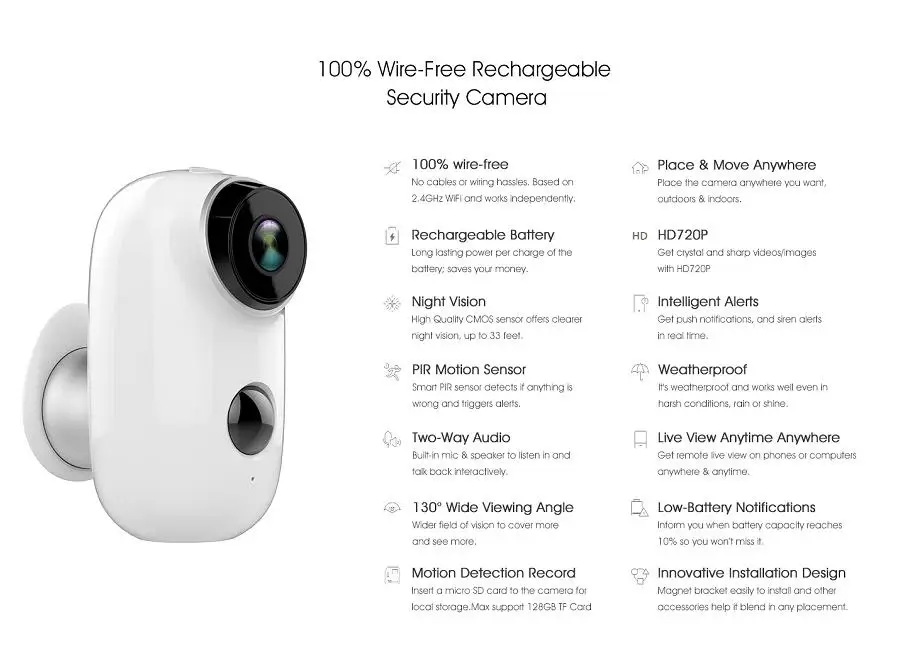 CTVISON 100% безпроводная батарея ip камера WiFi перезаряжаемая с питанием от Full HD