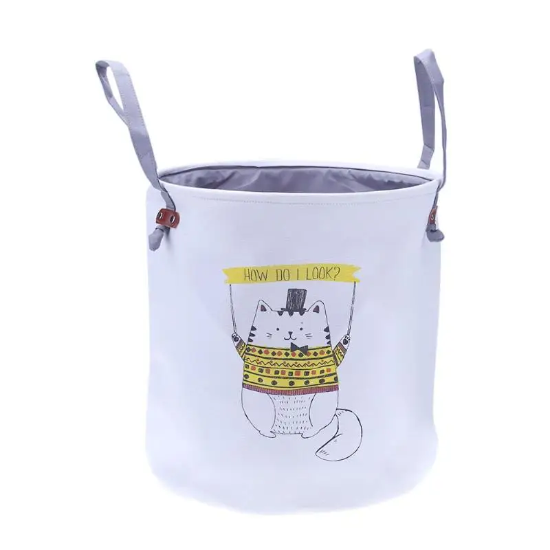 Cat Pattern Waterproof Washing Bag Folding Laundry Hamper Dorm Clothes Storage Basket