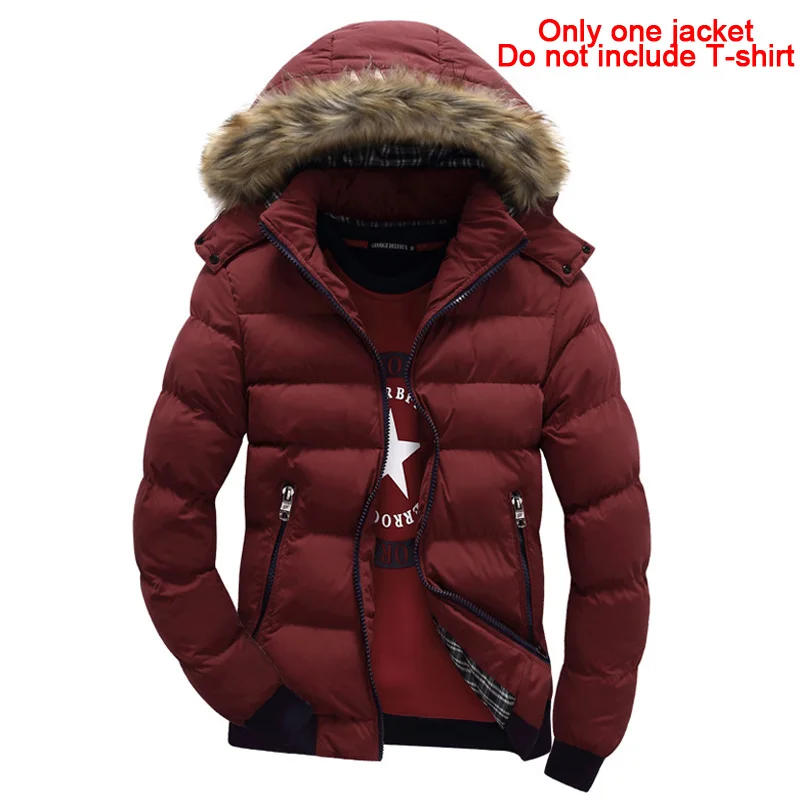 Новое мужское хлопковое пальто, осенняя и зимняя хлопковая куртка, Молодежная Повседневная модная мужская Толстая хлопковая одежда со съемным капюшоном MY132 - Цвет: Full red
