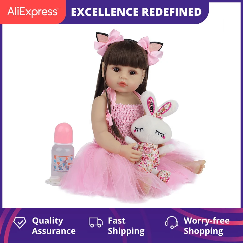 Muñeca de bebé Reborn de 55CM para niños, juguete de cuerpo completo de silicona, con ropa de verano