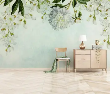 

CJSIR Custom Photo Wallpaper Fresh Hand Painted Oil Painting Green Leaves Flower Living Room Bedroom Background 3d Wallpaper