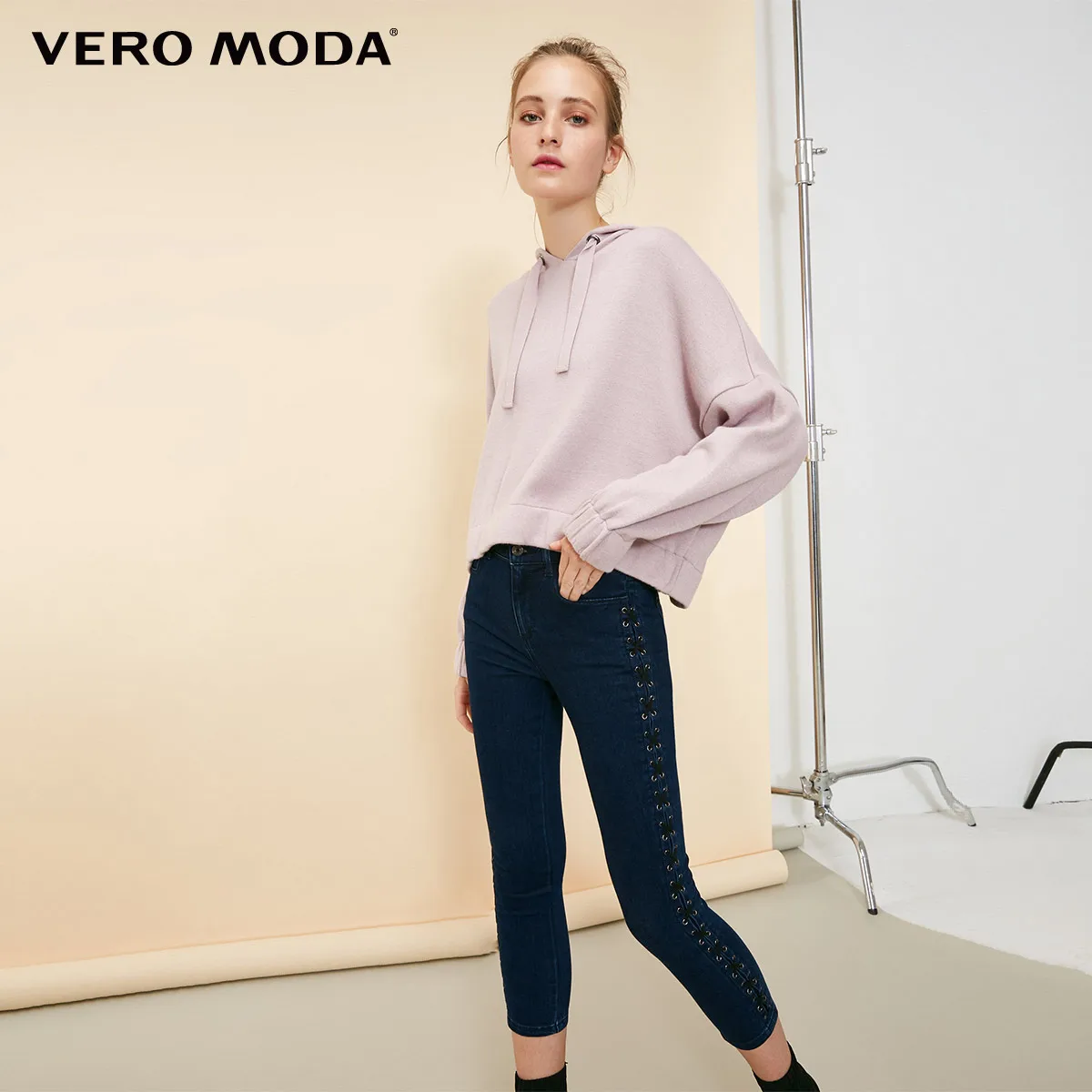 Indigo blue denim Vero Moda Новое поступление женские джинсы капри со средней талией на шнуровке | 31836I505 - Цвет: Indigo blue denim
