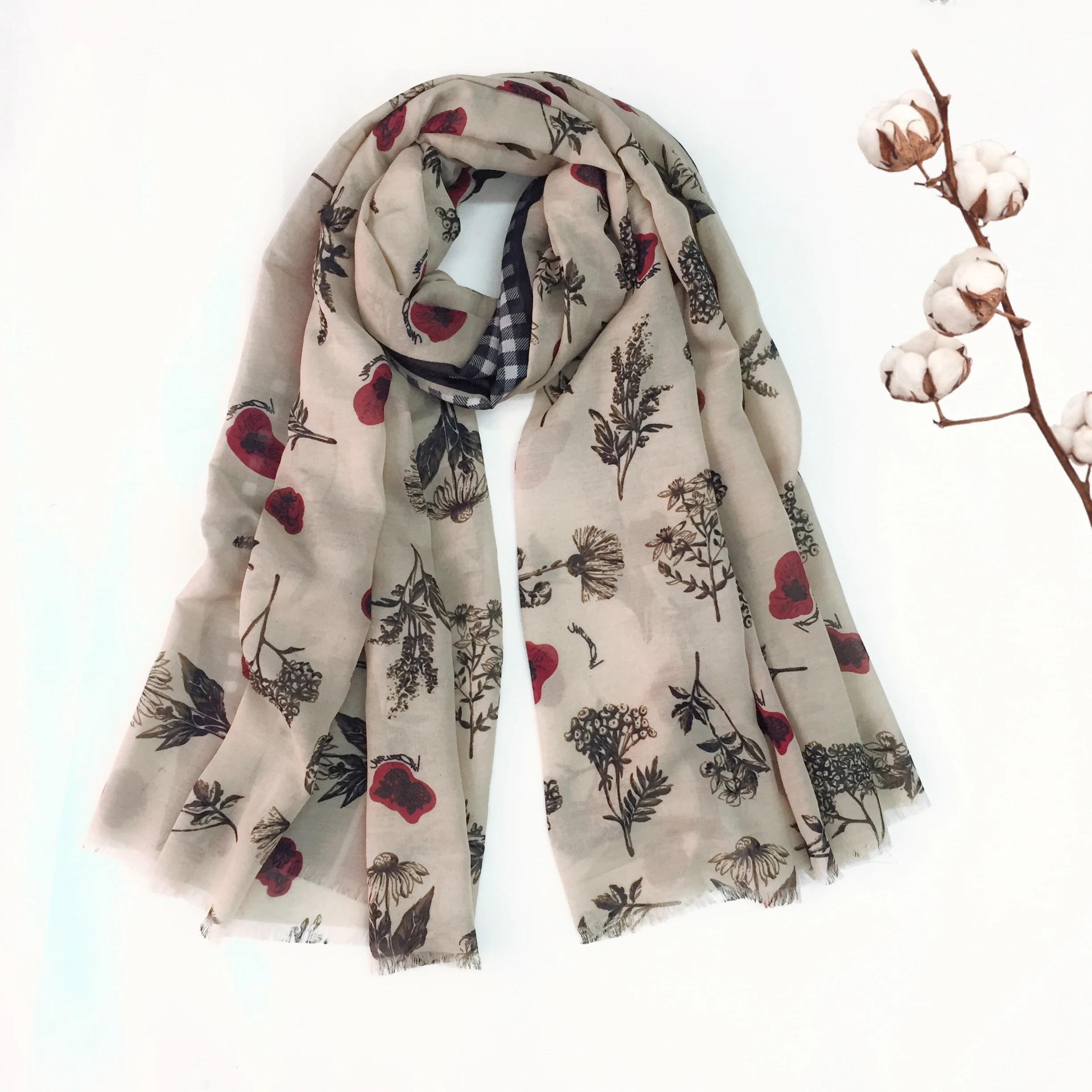 Новинка 2019 модные шарфы с бахромой и маленькими цветами длинные шали мягкий