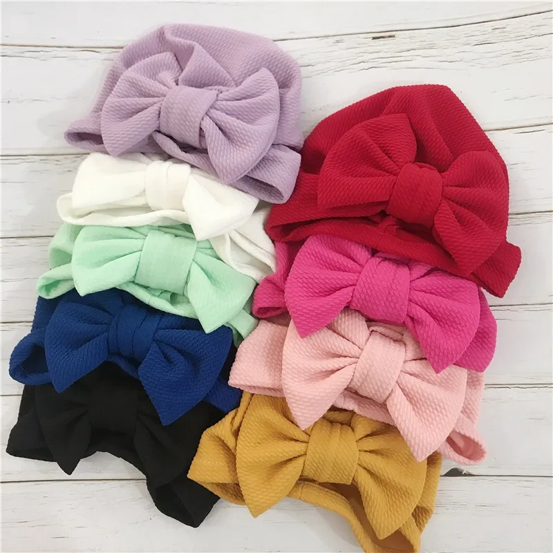 

Infant Newborn Baby Hat Solid Turban Headscarf for Baby Girl Elastic Caps Girls 9 style Baby Cap Bow Tie Baby Infant Accessories