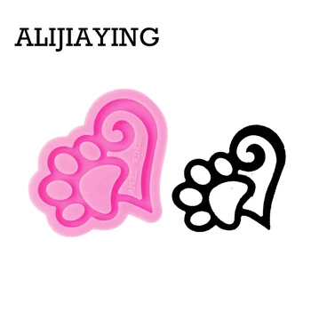 

DY0129 Shiny Bear paw creative keychain silicone mold DIY Dog's paw craft keyring pendant for girl jewelry keychains