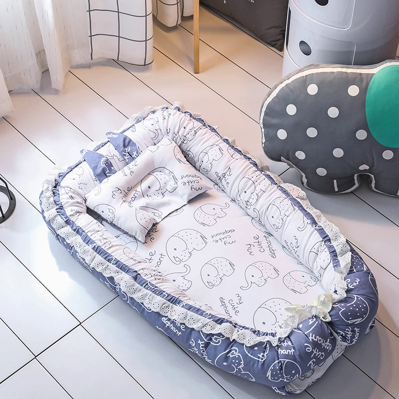 Portable Baby Bed Foldable Infant Travel Bed Soft Comfortable Pillow Newborn Nest Multifunction Baby Cot Cradle Baby Crib