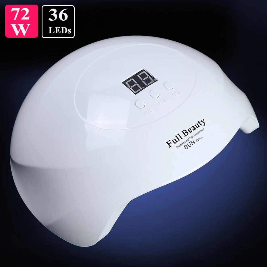 SUN X8Plus White 72 Вт УФ-лампа, умная инфракрасная сенсорная профессиональная лампа для ногтей, лампа для ногтей с высоким порошком, 36 шт., светильник для всех видов гель-лака, инструмент для ногтей CHSUNX8Plus - Цвет: SUN X8Plus White