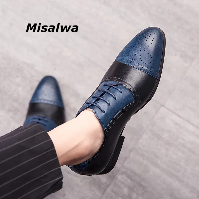 Мужские Винтажные броги Misalwa деловая официальная обувь двух цветов со шнуровкой