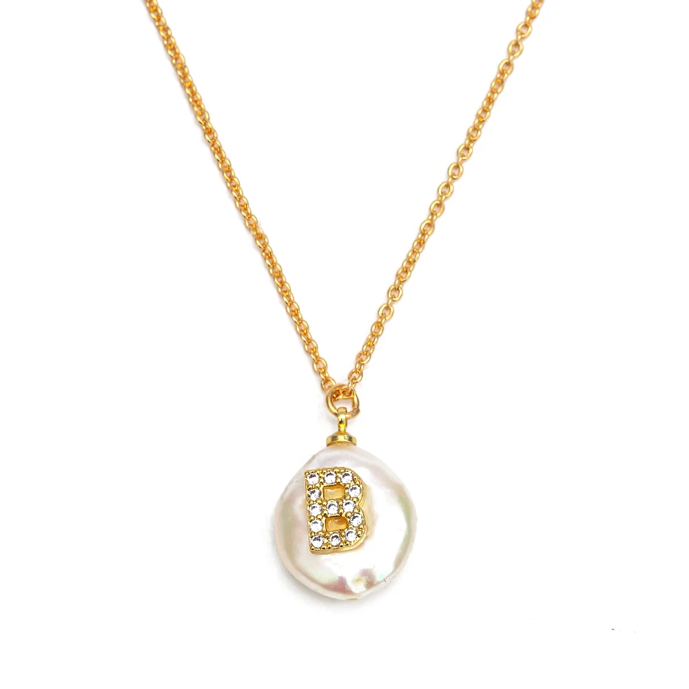 B Lucky Eye 26 письмо жемчужное ожерелье, подвеска из золота цвет цепи начальный CZ Алфавит Подвеска Ожерелье бижутерия для женщин Женский EY6469 - Окраска металла: B