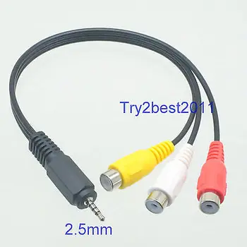 

DHL/EMS 50 pcs Audio Video Joint Adapter Cable 2.5mm Male Plug to 3 RCA Jack Female 20cm -C1