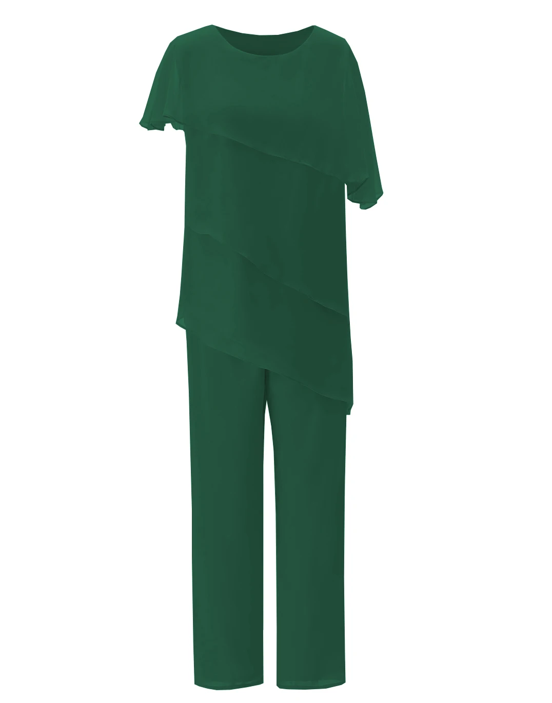 Hunt Green SOLOVEDRESS женское асимметричное шифоновое модное асимметричное платье для матери невесты из 2 предметов брючные костюмы для свадьбы SL-M10 - Цвет: Hunt Green