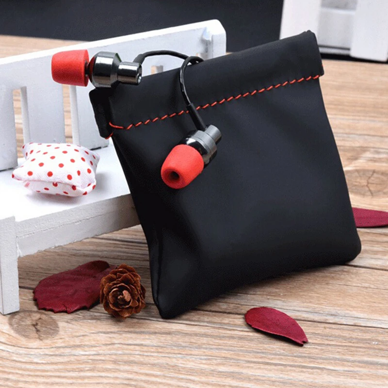 1PCS  Mini Earbuds Protective Package Case Headphone Accessories Storage For Cable Mini Portable PU Leather Earphone Bag