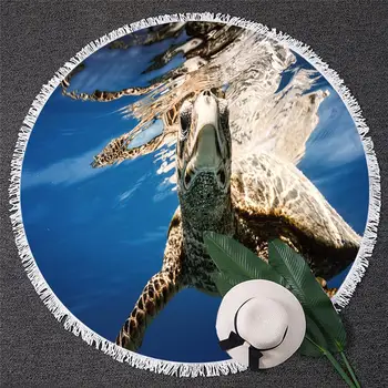 

Sea animal beach towel dolphin outdoor tablecloth summer comfortable blanket round beach towel sea turtle round napkin