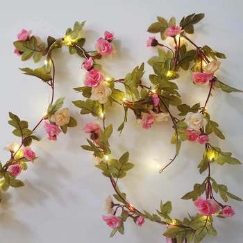 

Thrisdar 2M 5M Copper Wire Fairy LED String Light Rose flower Leaves tree Vine Branch Light Christmas Wedding Party Garland