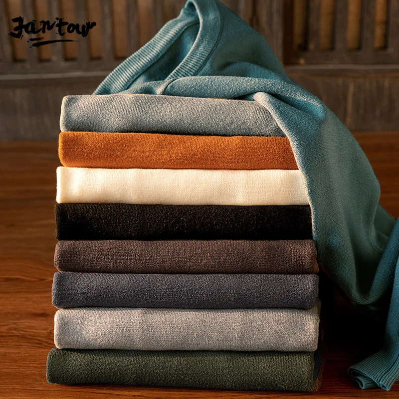 

9 colour 2020 New autumn men casual Harmont O-neck sweater long sleeve Blaine solid knitted pullovers embroidery sweaters