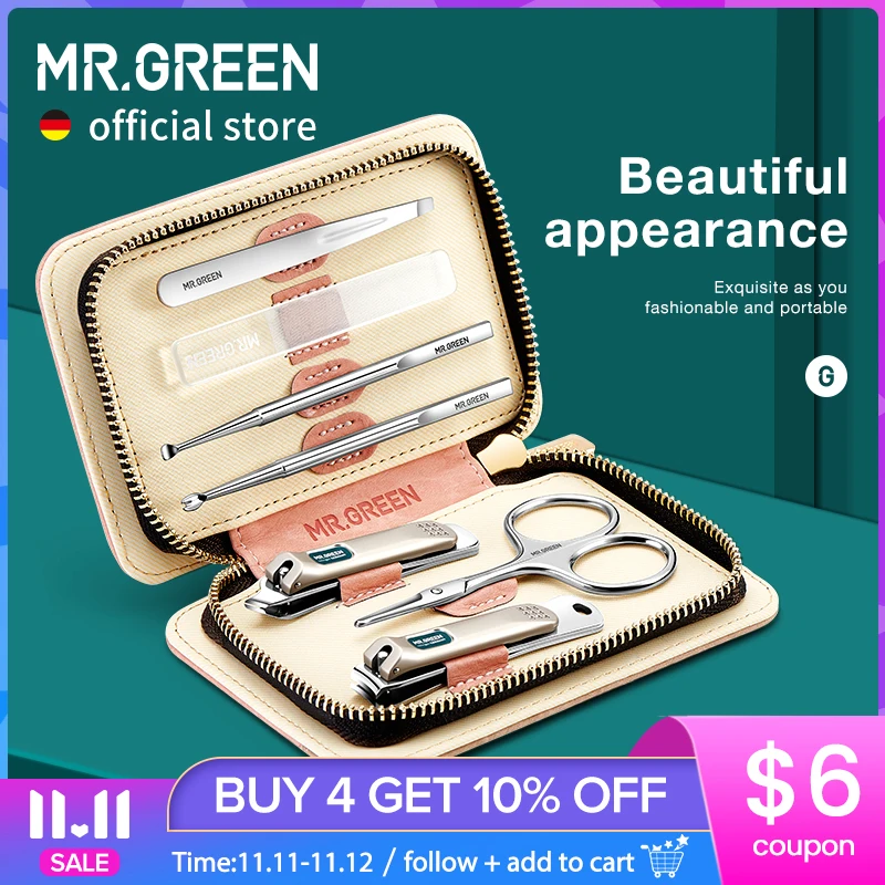 PROD 1005002959009632 MR.GREEN Manicure Set Personal Care Sets Nail
Clippers Tools Stainless Steel Professional Nail Scissors PU Case Kit
7in1 Women
