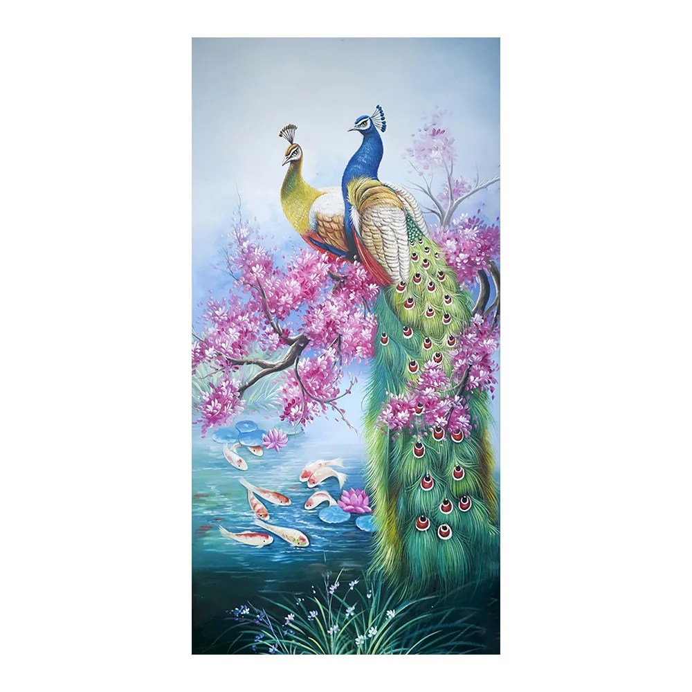 Алмазная живопись с павлинами и рыбами животное цветочный круг полная вышивка