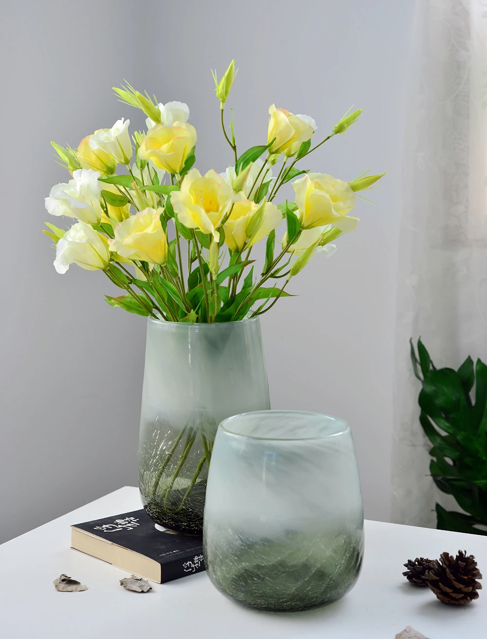 Colored Ice crack art Glass Vase for wedding decoration home decor Tabletop vases for flowers Styling of mermaid terrarium